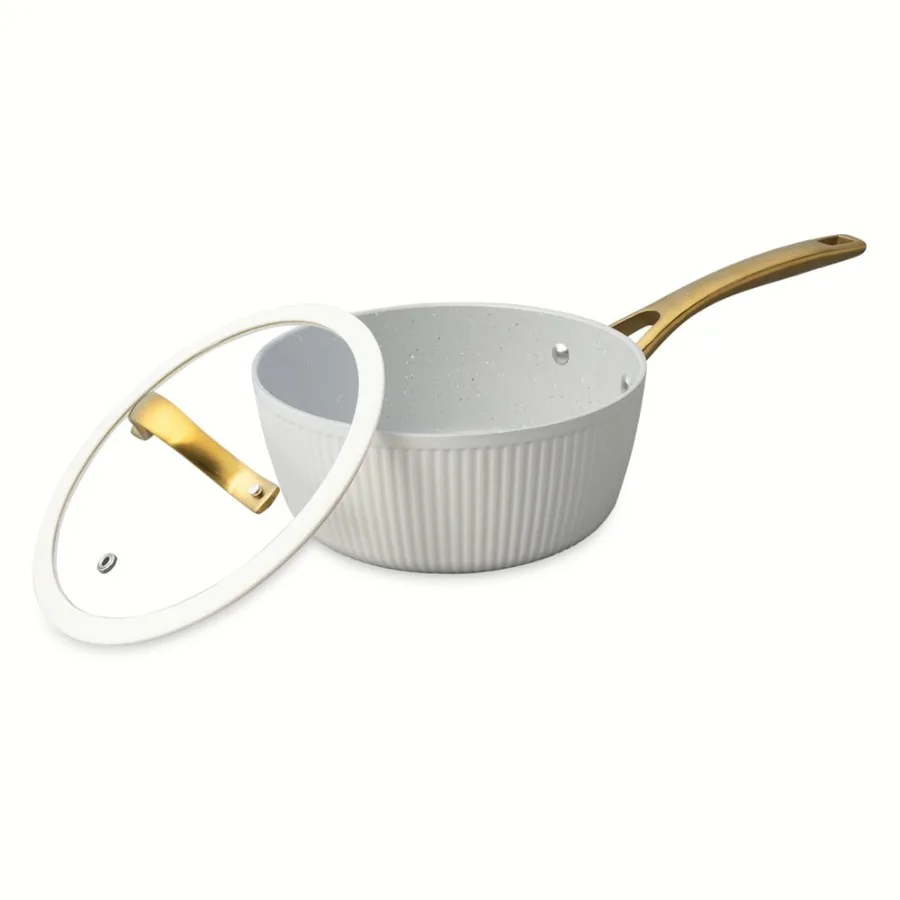 Thyme and Table 2.5 QT Non-Stick Signature Ribbed Saucepan - White and Gold
Thyme and Table 2.5 QT Non-Stick Signature Ribbed Saucepan - White and Gold