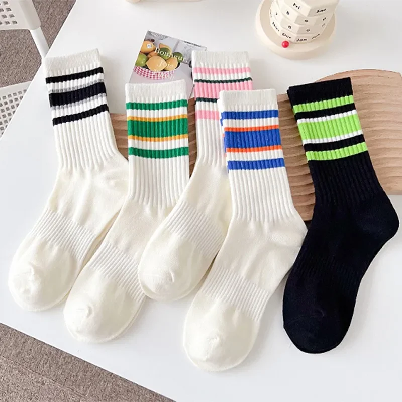 5 Pairs Striped Print Women's Socks Sports & Breathable Mid Tube Sock Simple Colorful Fashion Comfortable Casual Mid Length Sox
5 Pairs Striped Print Women's Socks Sports & Breathable Mid Tube Sock Simple Colorful Fashion Comfortable Casual Mid Length Sox