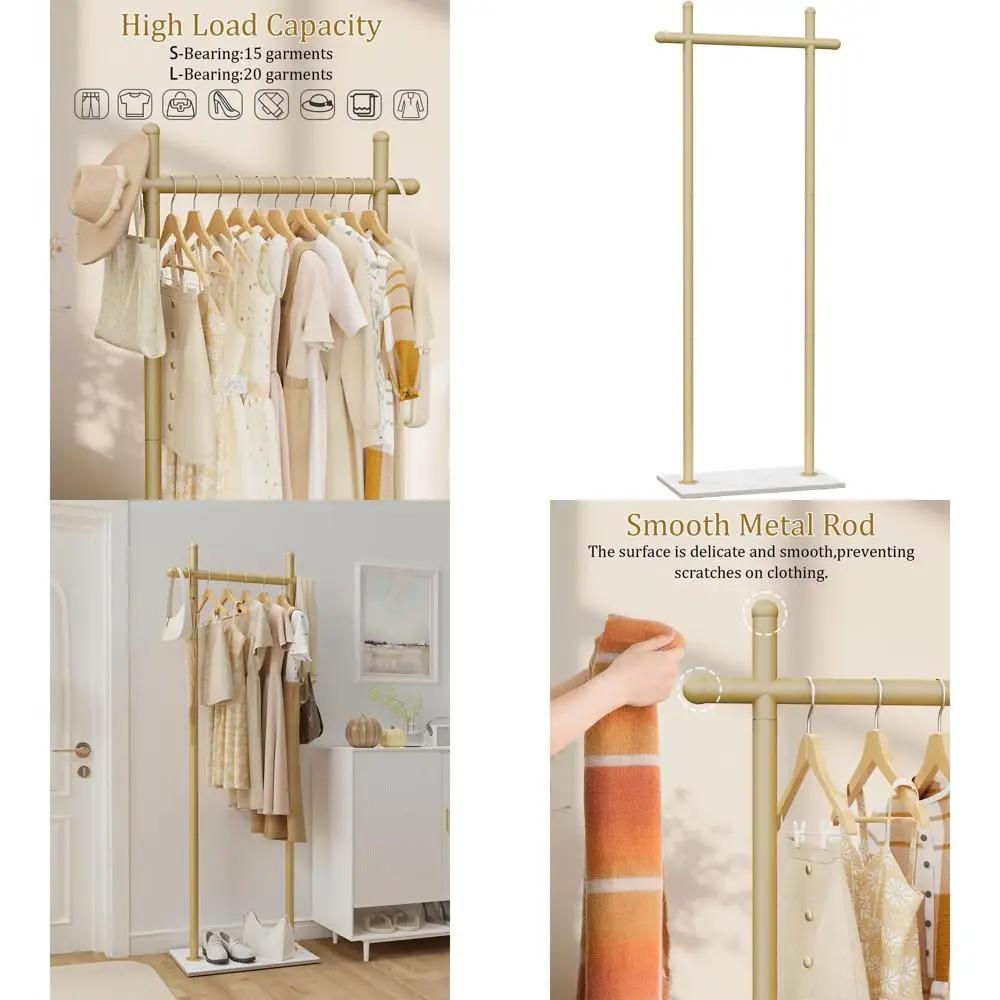 Gold Industrial Metal Coat Rack with Natural Rock Base, 68.9in Tall, for Hanging Outerwear and Hats in Bedroom, Living Room, or
Gold Industrial Metal Coat Rack with Natural Rock Base, 68.9in Tall, for Hanging Outerwear and Hats in Bedroom, Living Room, or