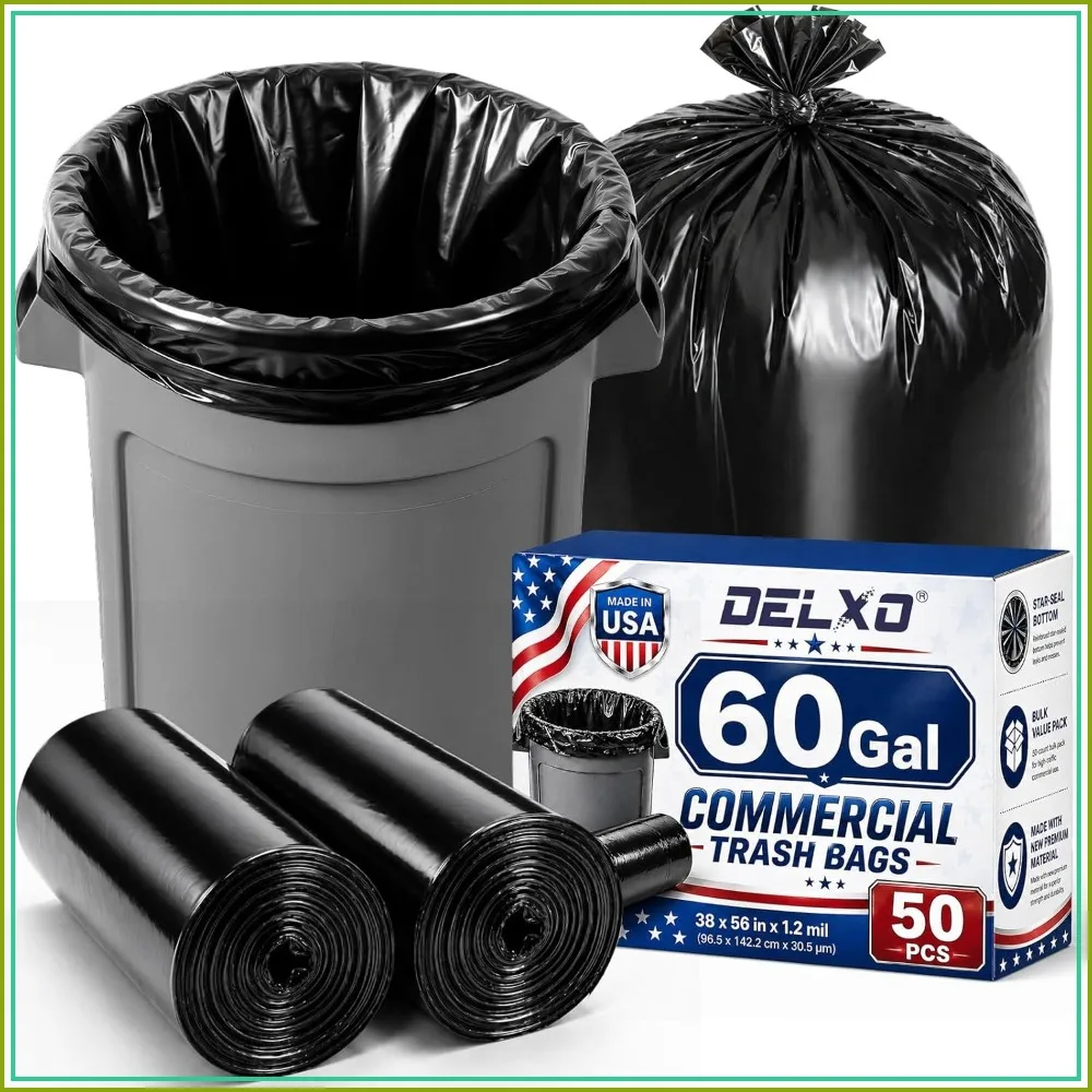 55-60 Gallon Heavy Duty Trash Bags, 1.2 Mil, 38x56 Inch, 50 Count, Commercial & Home Use
55-60 Gallon Heavy Duty Trash Bags, 1.2 Mil, 38x56 Inch, 50 Count, Commercial & Home Use