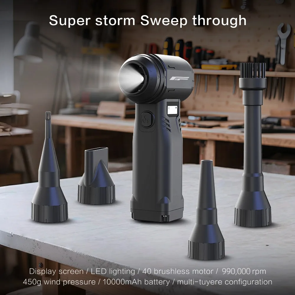 990000 RPM Violent Fan Powerful Air Blower 9 Gears Speed Adjustable Brushless Handheld Turbo Jet Fan High Speed Turbo Jet Blower
990000 RPM Violent Fan Powerful Air Blower 9 Gears Speed Adjustable Brushless Handheld Turbo Jet Fan High Speed Turbo Jet Blower