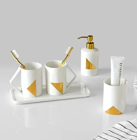 Bone China Bathroom Five Piece Set Ceramics Supplies Wash Handle Mouth Cup Lotion Bottle Toothbrush Holder Tray
Bone China Bathroom Five Piece Set Ceramics Supplies Wash Handle Mouth Cup Lotion Bottle Toothbrush Holder Tray