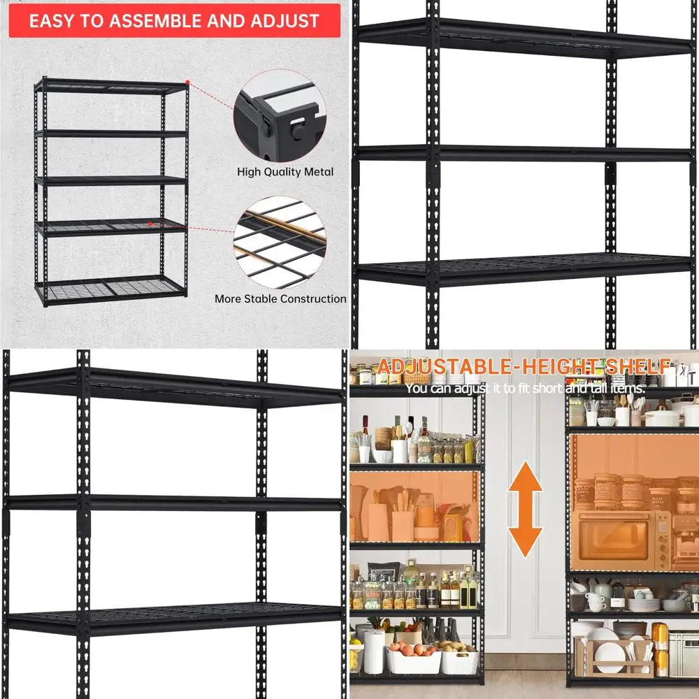 Промышленный стеллаж из стали с 5 полками, грузоподъемность 2500 фунтов, 48x18x72 дюймов, для гаража, кухни, кладовой и многого другого
Промышленный стеллаж из стали с 5 полками, грузоподъемность 2500 фунтов, 48x18x72 дюймов, для гаража, кухни, кладовой и многого другого