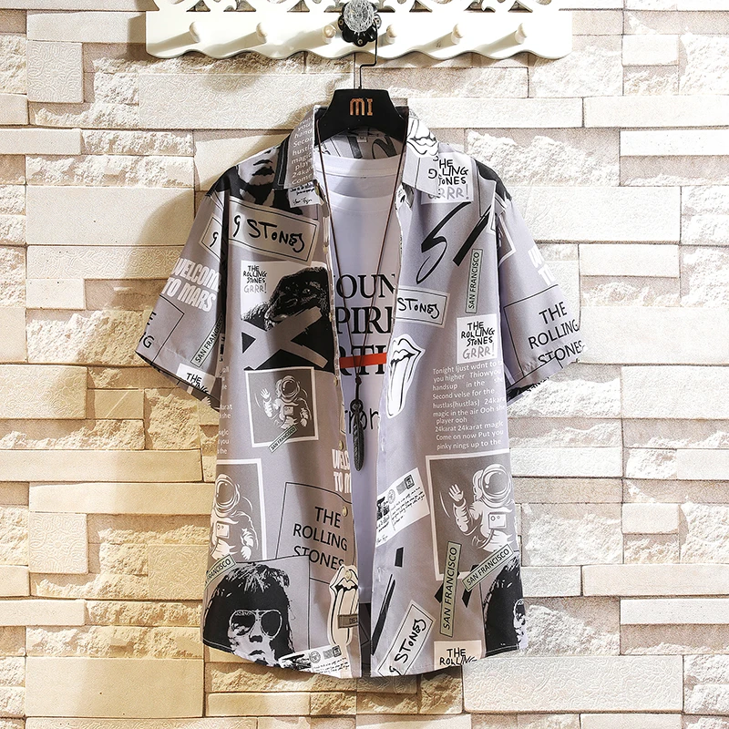 Loose Fit Summer Short Sleeve Men's Shirt Hong Kong Style plus Size Casual Versatile Printed Casual Shirt Jacket for Youth
Loose Fit Summer Short Sleeve Men's Shirt Hong Kong Style plus Size Casual Versatile Printed Casual Shirt Jacket for Youth