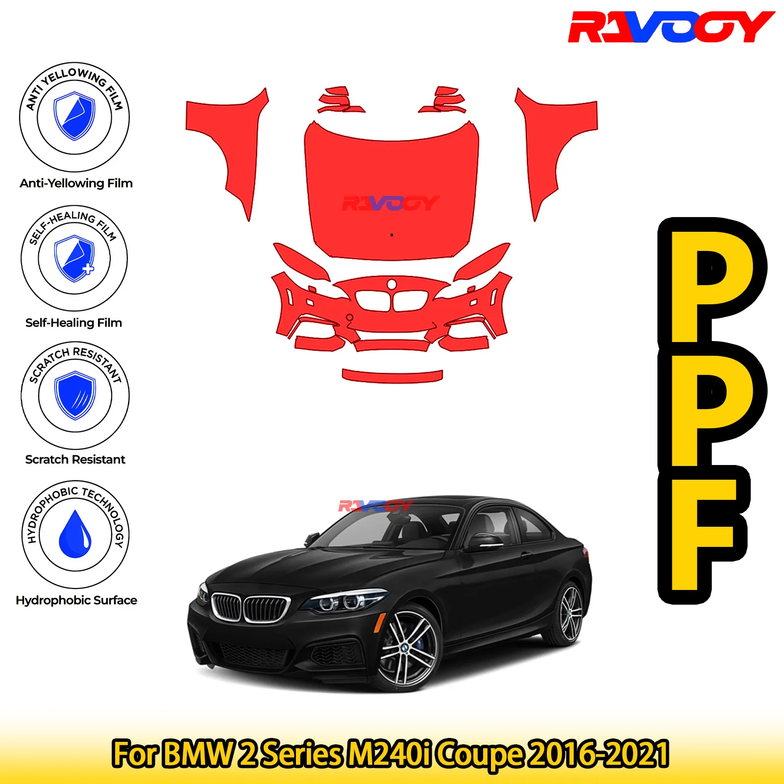 For BMW 2 Series M240i Coupe 2016-2021 Glossy Matte Black Precut front PPF Kit Paint Protection Film
For BMW 2 Series M240i Coupe 2016-2021 Glossy Matte Black Precut front PPF Kit Paint Protection Film