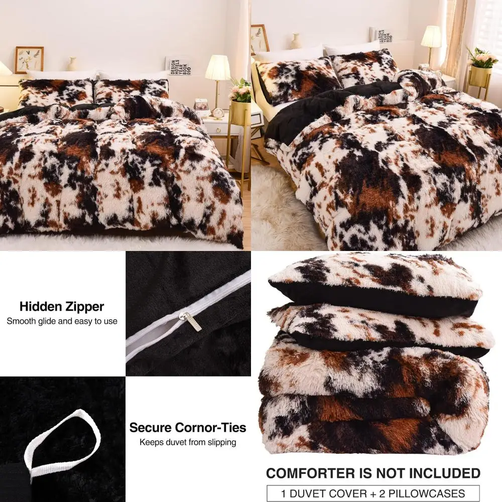 Super Soft Faux Fur Duvet Cover Set - Shaggy Fluffy Tie Dye Brown Black Velvet Bedding, Ultra Cozy Fuzzy Comforter Cover
Super Soft Faux Fur Duvet Cover Set - Shaggy Fluffy Tie Dye Brown Black Velvet Bedding, Ultra Cozy Fuzzy Comforter Cover