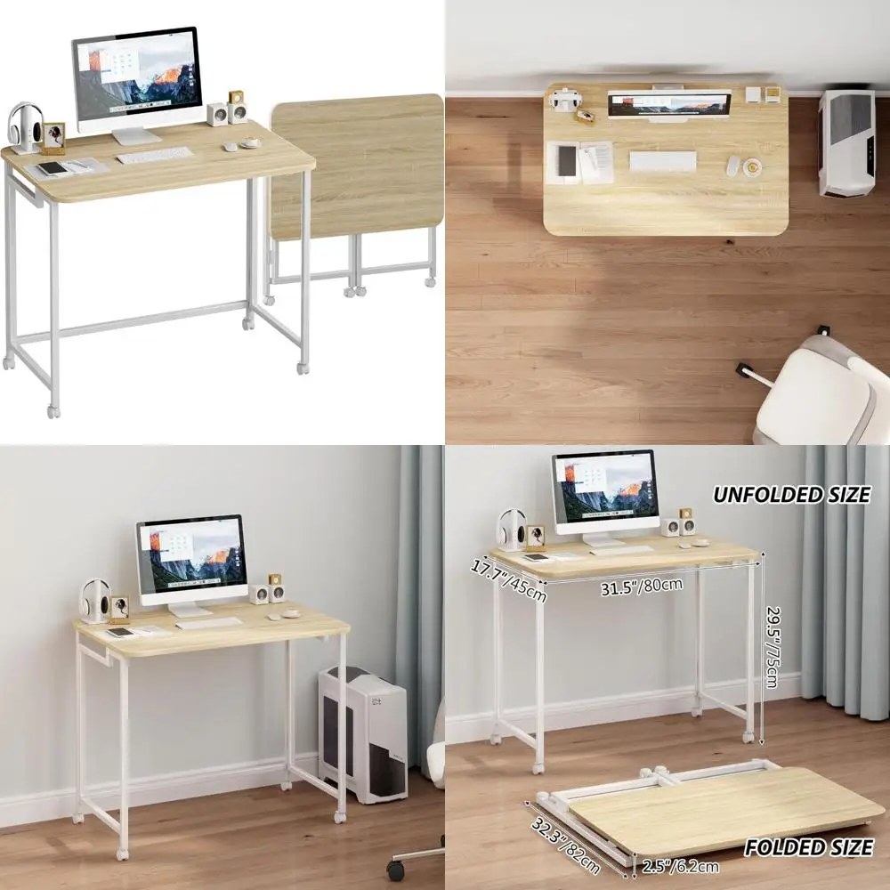 Folding Laptop Desk with Storage Bag, Modern Industrial Style Home Office Work Table, White for Small Spaces
Folding Laptop Desk with Storage Bag, Modern Industrial Style Home Office Work Table, White for Small Spaces
