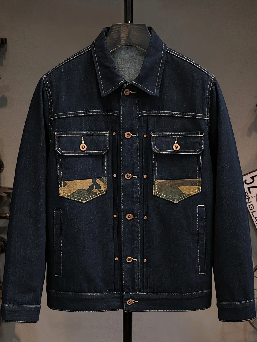 High Quali Blue Denim Patchwork Men's Jaet 2026 New American High Street Trend Workwear Top Coat Stand Fit Long Sve
High Quali Blue Denim Patchwork Men's Jaet 2026 New American High Street Trend Workwear Top Coat Stand Fit Long Sve