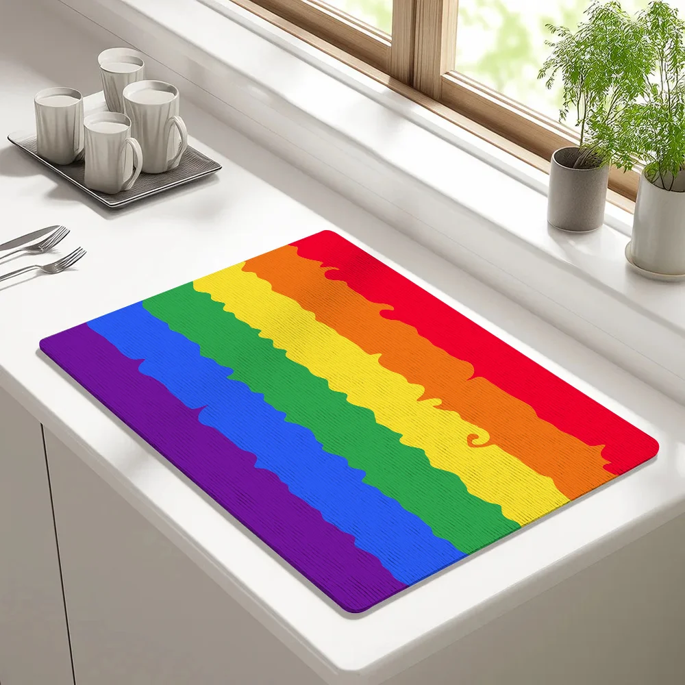Rainbow Stripes Draining Pad Drying Mat For Kitchen Bar Coffee Dishes Rubber Quick Drying Water Absorbent Anti-slip Mat
Rainbow Stripes Draining Pad Drying Mat For Kitchen Bar Coffee Dishes Rubber Quick Drying Water Absorbent Anti-slip Mat