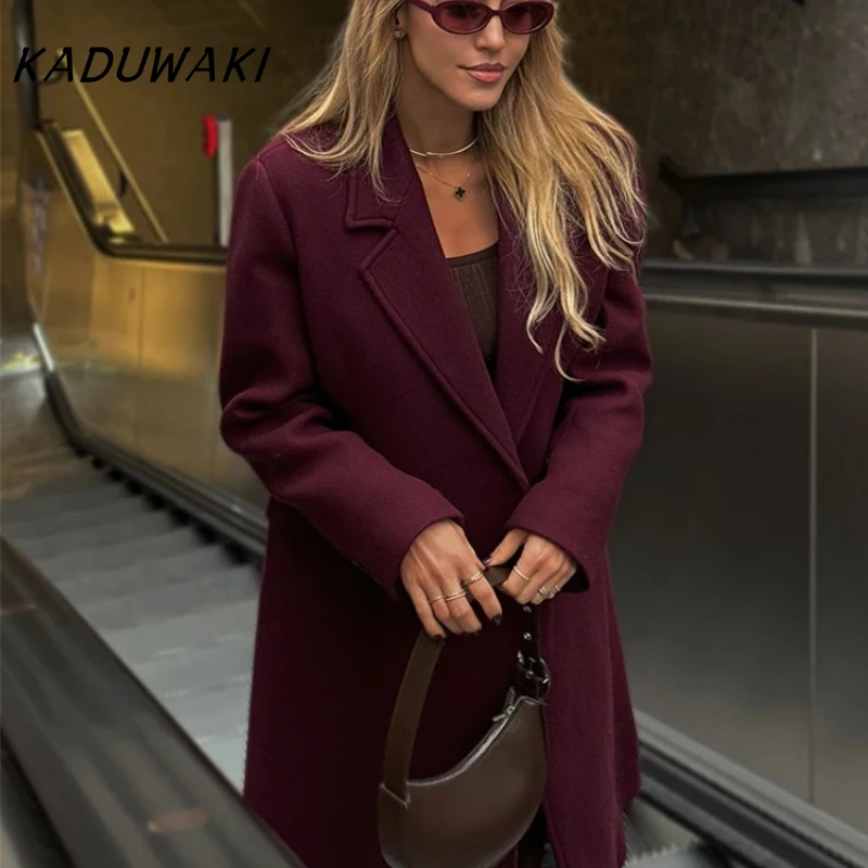 KADUWAKI женское осенне-зимнее повседневное шерстяное длинное смесовое элегантное двубортное шерстяное пальто с отложным воротником и длинными рукавами и карманами
KADUWAKI женское осенне-зимнее повседневное шерстяное длинное смесовое элегантное двубортное шерстяное пальто с отложным воротником и длинными рукавами и карманами