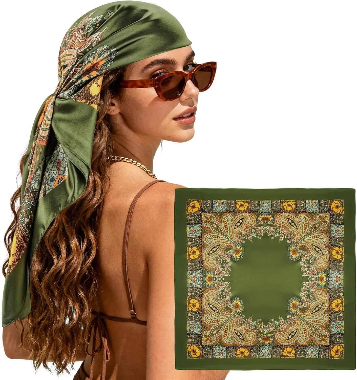 Large Square Head Scarf Bandana - 35' Satin Hair Scarf for Women Like Silk Scarf Fashion Hair Wrapping
Large Square Head Scarf Bandana - 35' Satin Hair Scarf for Women Like Silk Scarf Fashion Hair Wrapping