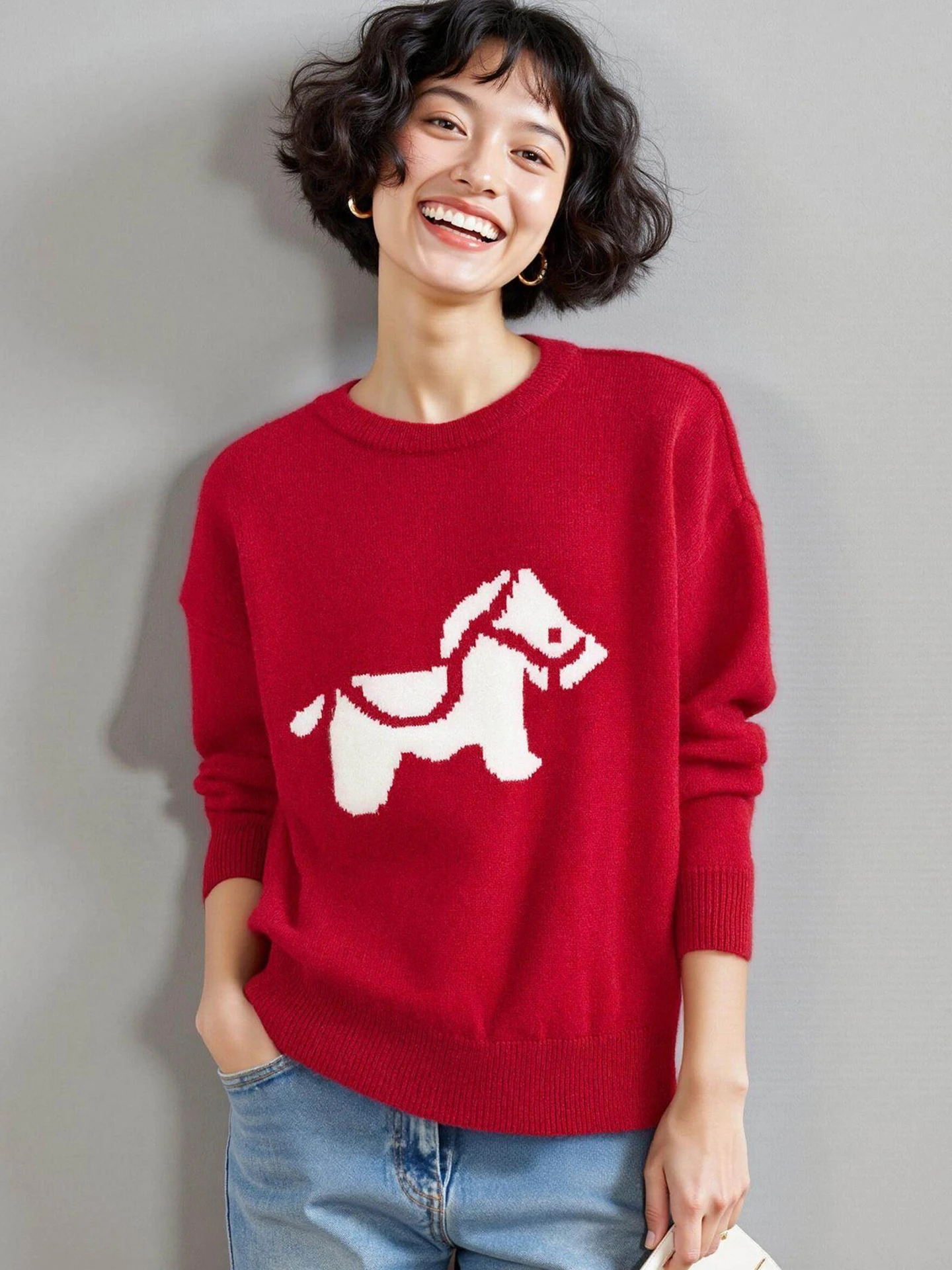Red Embroidered Knitwear Long Sleeve New Year Pattern Fashionable Versatile Women's Spring 2026 Soft Korean Style Top
Red Embroidered Knitwear Long Sleeve New Year Pattern Fashionable Versatile Women's Spring 2026 Soft Korean Style Top