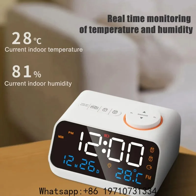 24hr FM Radio LED Alarm Clock Temperature Thermometer Humidity Hygrometer Digital Table Clock Calendar Display USB Charging
24hr FM Radio LED Alarm Clock Temperature Thermometer Humidity Hygrometer Digital Table Clock Calendar Display USB Charging