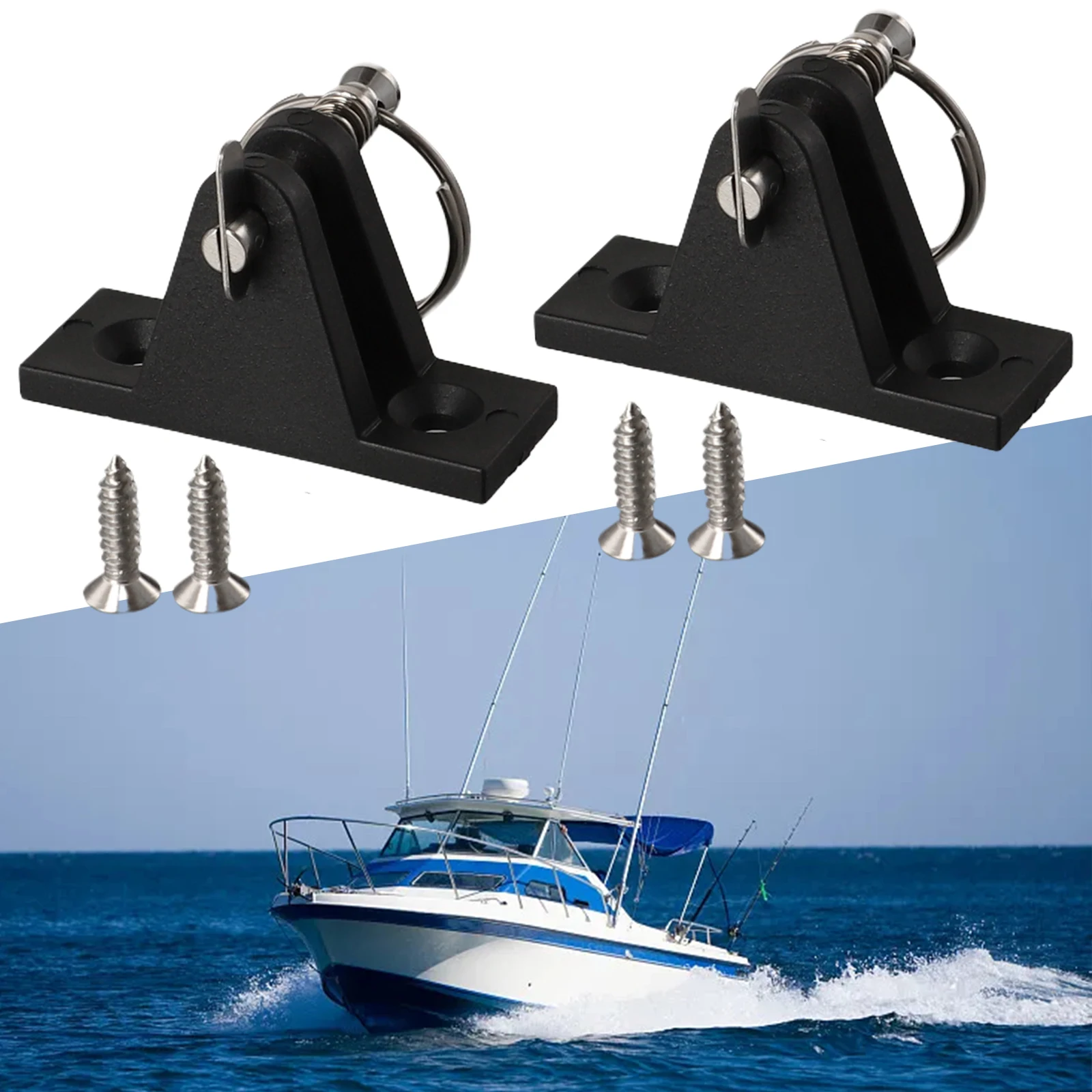 Nylon Kayak Deck Hinge Mount with Split Ring and Quick Release Pin Ideal for Bimini Top Canopy Fitting on Marine Boats
Nylon Kayak Deck Hinge Mount with Split Ring and Quick Release Pin Ideal for Bimini Top Canopy Fitting on Marine Boats