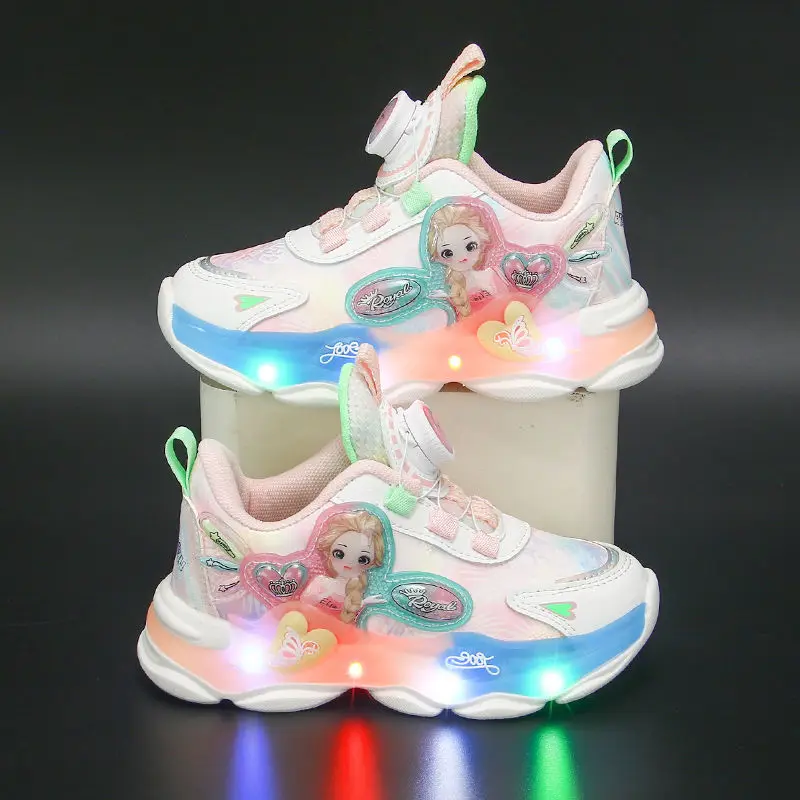 Disney led Lights elsa Princess Shoes rotating buttons Children's fall shoes leather waterproof mesh breathable and warm velvet
Disney led Lights elsa Princess Shoes rotating buttons Children's fall shoes leather waterproof mesh breathable and warm velvet