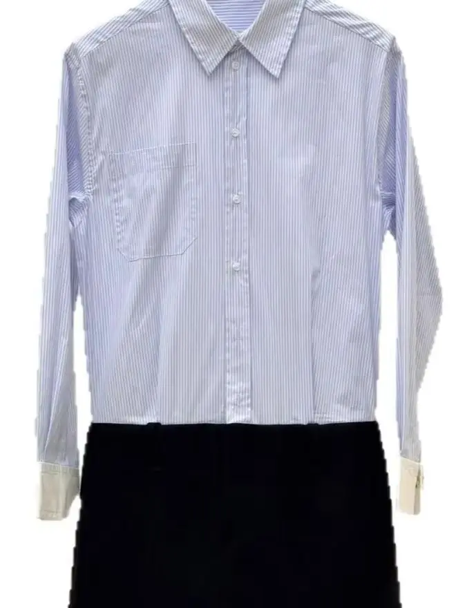 Spring/Summer Women Turn-down Collar Long Sleeve Striped Patchwork Shirt Dress High Waist A-Line Casual Elegant Mini Skirt
Spring/Summer Women Turn-down Collar Long Sleeve Striped Patchwork Shirt Dress High Waist A-Line Casual Elegant Mini Skirt