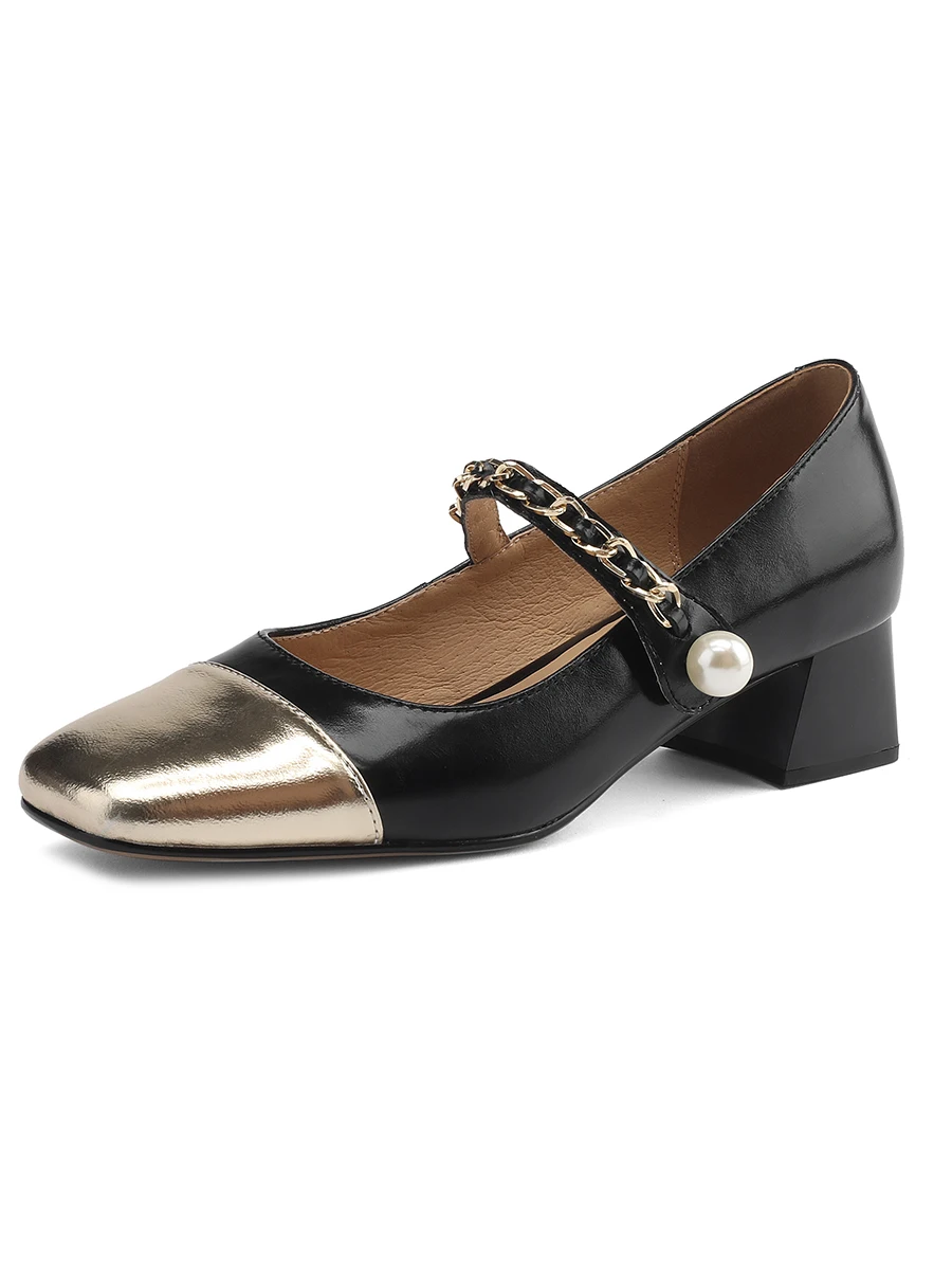 Women's large size shoes color block Mary Jane shoes pearl knot decorated square toe thick heel shoes can be customized
Women's large size shoes color block Mary Jane shoes pearl knot decorated square toe thick heel shoes can be customized