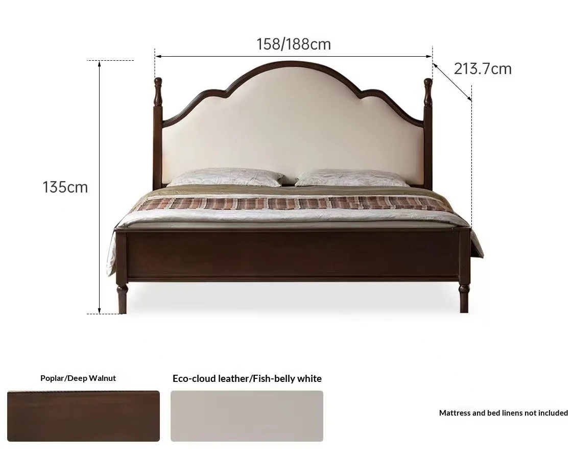 &* American Vintage Retro Large Solid Wood Double Bed With Soft Backrest And Dark Walnut Finish
&* American Vintage Retro Large Solid Wood Double Bed With Soft Backrest And Dark Walnut Finish