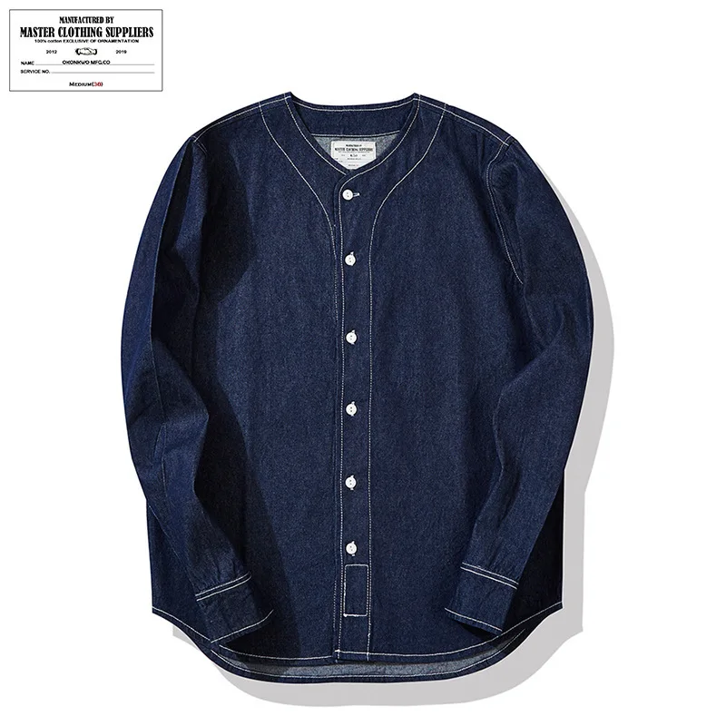 Autumn Japanese Retro Baseball Collar Men's Striped Long Sve Denim irt Slim Fit Silk Cotton Youth Faion Thiened
Autumn Japanese Retro Baseball Collar Men's Striped Long Sve Denim irt Slim Fit Silk Cotton Youth Faion Thiened