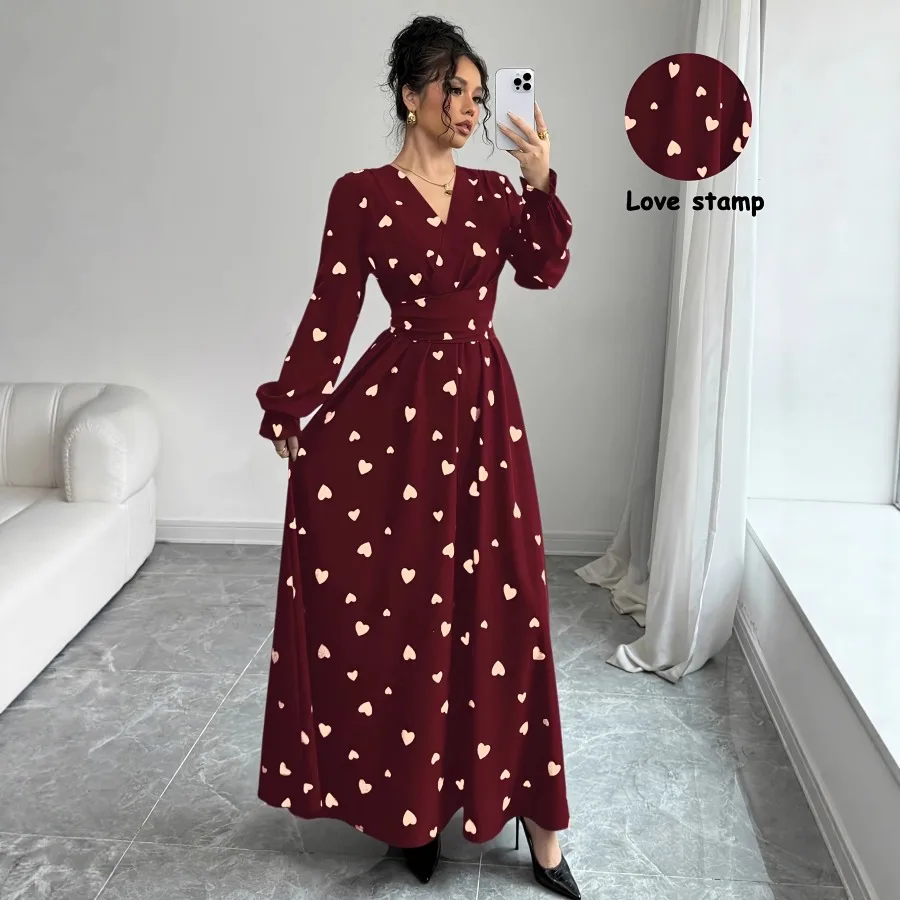 【New style】Spring and autumn romantic love elegant printed V-neck long-sleeved girdle dress
【New style】Spring and autumn romantic love elegant printed V-neck long-sleeved girdle dress