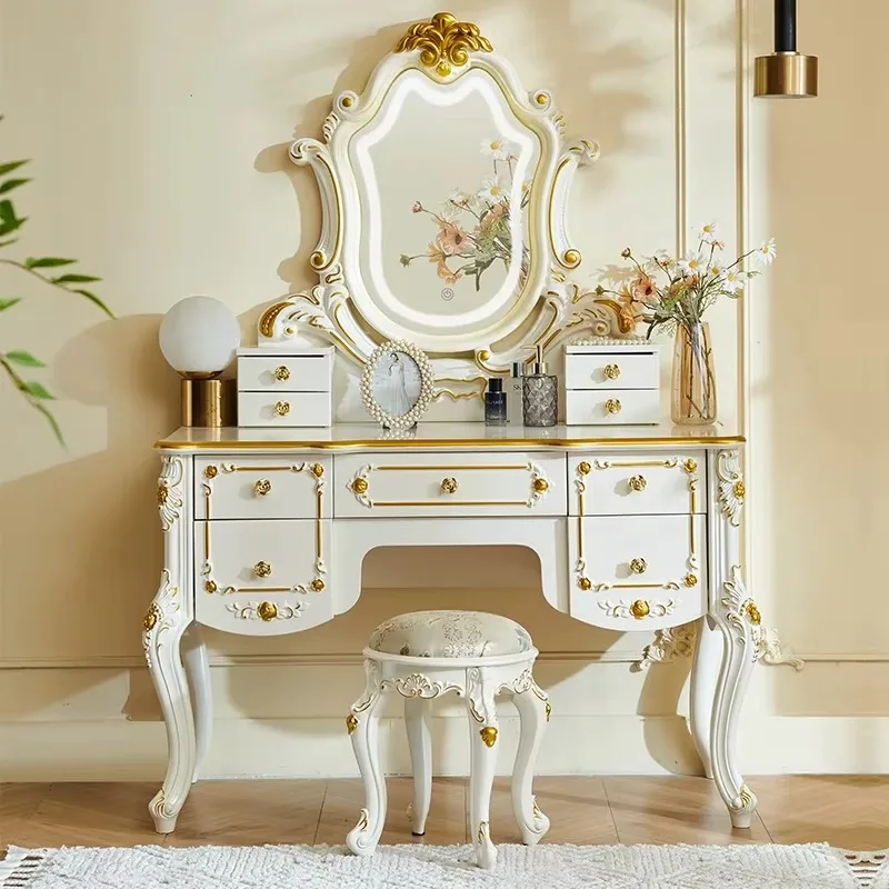 Vintage Aesthetic Dresser European Led Desings Wood Luxury Drawer Bedroom Makeup Table Mirror Aesthetic Toaletka Furniture
Vintage Aesthetic Dresser European Led Desings Wood Luxury Drawer Bedroom Makeup Table Mirror Aesthetic Toaletka Furniture