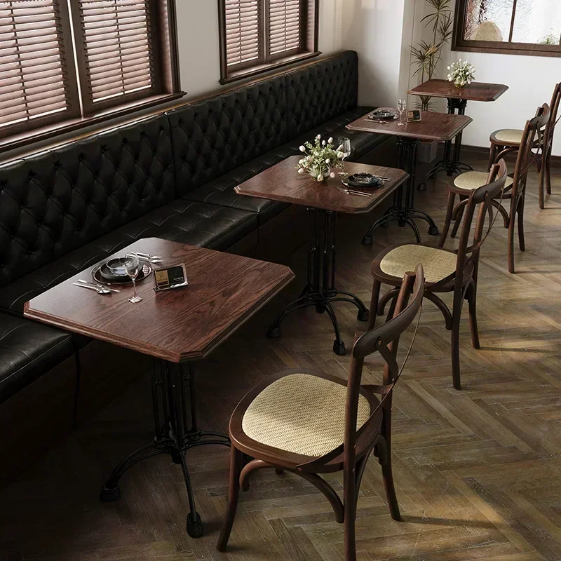 American cafe solid wood table and chair combination dessert milk tea cake shop dining table
American cafe solid wood table and chair combination dessert milk tea cake shop dining table