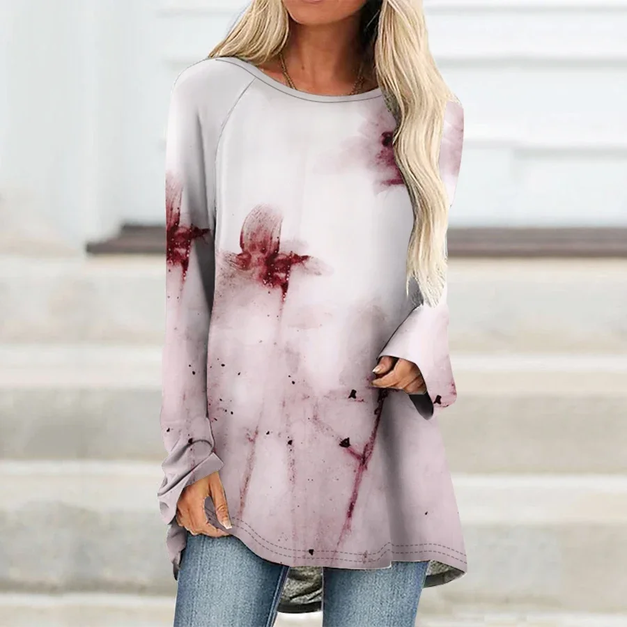 Fashion tie-dye 3D floral print women's simple long-sleeved t-shirt retro personality t-shirt street loose women's t-shirt tops
Fashion tie-dye 3D floral print women's simple long-sleeved t-shirt retro personality t-shirt street loose women's t-shirt tops