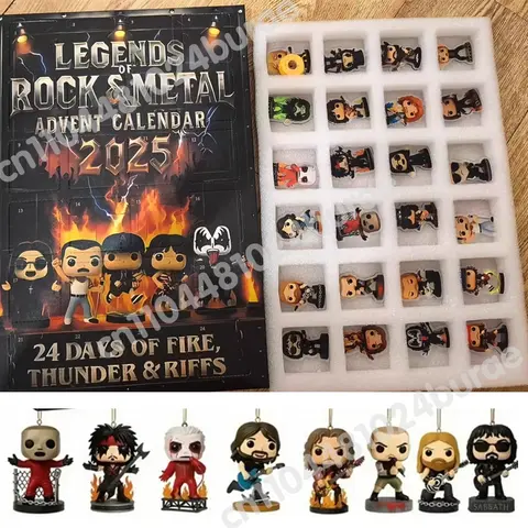 2D Flat Rock and Metal Weihnachts-Adventskalender, ikonische Musik-Charakter-Kollektion aus Acryl ist für Weihnachtsgeschenke geeignet