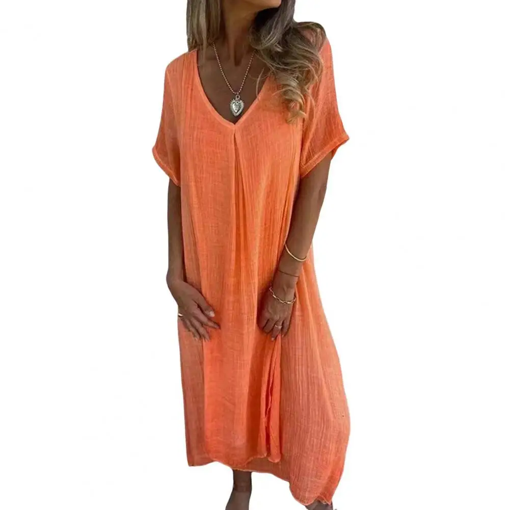 Women Dress Comfy Loose-fit Long Dress Bohemian Style V Neck Summer Dress for Women Soft Breathable Mid-calf Length Beach Midi
Women Dress Comfy Loose-fit Long Dress Bohemian Style V Neck Summer Dress for Women Soft Breathable Mid-calf Length Beach Midi