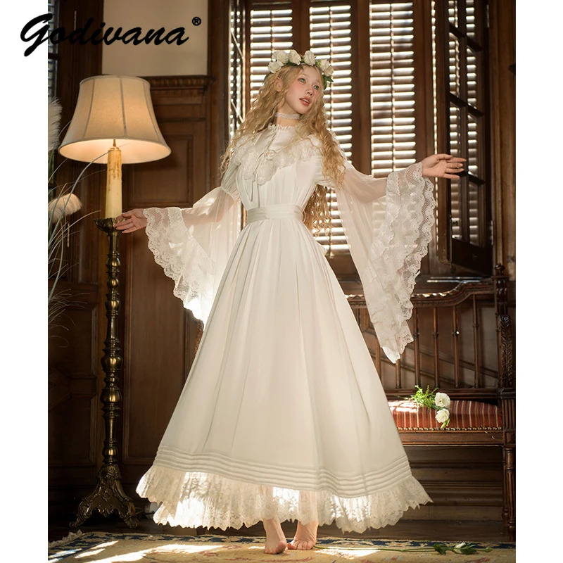 Женская элегантная пижама в придворном стиле, платье принцессы OP, платье феи для девочек, кружевная свободная мягкая длинная ночная рубашка с длинными рукавами, одежда для сна
Женская элегантная пижама в придворном стиле, платье принцессы OP, платье феи для девочек, кружевная свободная мягкая длинная ночная рубашка с длинными рукавами, одежда для сна