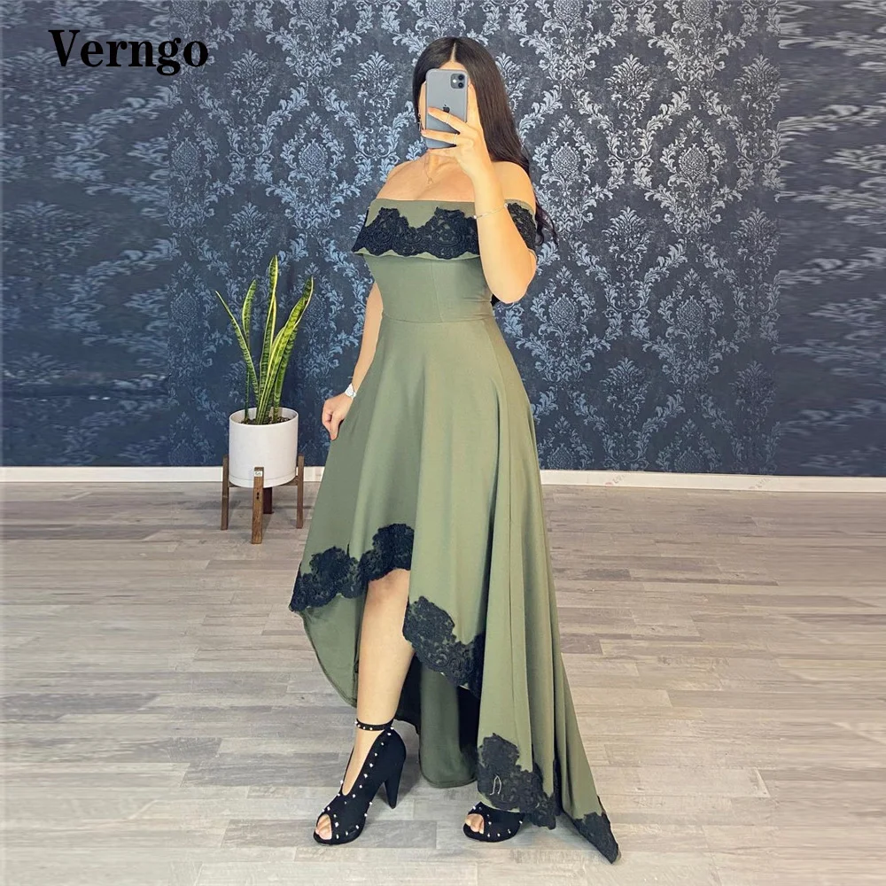 Verngo Boat Neck High Low Evening Party Dresses Lace Applique Elastic Short Front Long Back Prom Gowns Women Robe de soiree
Verngo Boat Neck High Low Evening Party Dresses Lace Applique Elastic Short Front Long Back Prom Gowns Women Robe de soiree