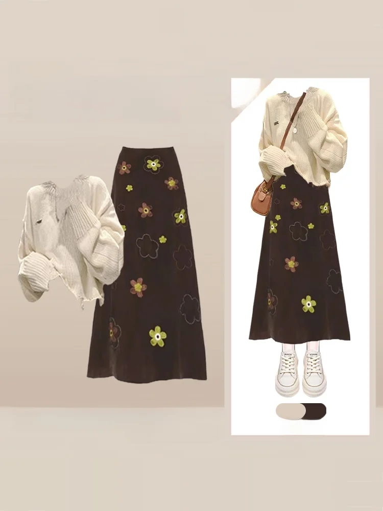 Ele ort вязаный свитер и винтажная юбка с цветочным принтом, женская осенняя коллекция Faion, утягивающий комплект f-длины
Ele ort вязаный свитер и винтажная юбка с цветочным принтом, женская осенняя коллекция Faion, утягивающий комплект f-длины