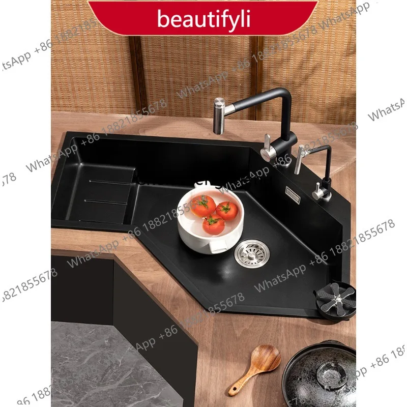 X188 Quartz stone sink corner large single sink kitchen special-shaped vegetable basin granite sink
X188 Quartz stone sink corner large single sink kitchen special-shaped vegetable basin granite sink
