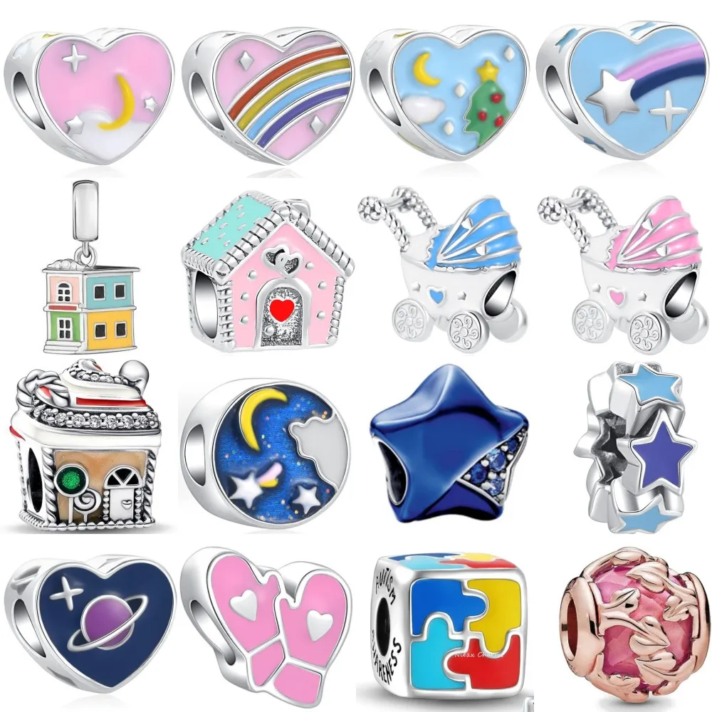 925 Sterling Silver House Star Moon Colorful Heart Pendans Beads Diy Fit Original Pandora Charm Bracelet Necklace Women Jewelry
925 Sterling Silver House Star Moon Colorful Heart Pendans Beads Diy Fit Original Pandora Charm Bracelet Necklace Women Jewelry