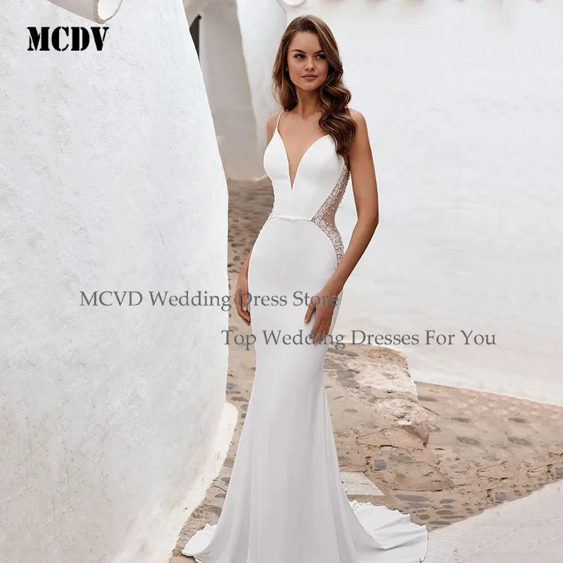 Mermaid Wedding Dresses for Bride Backless V neck Buttons Beaded Pearls Waist See through Custom Made Bridal Gown 2024 New Style
Mermaid Wedding Dresses for Bride Backless V neck Buttons Beaded Pearls Waist See through Custom Made Bridal Gown 2024 New Style