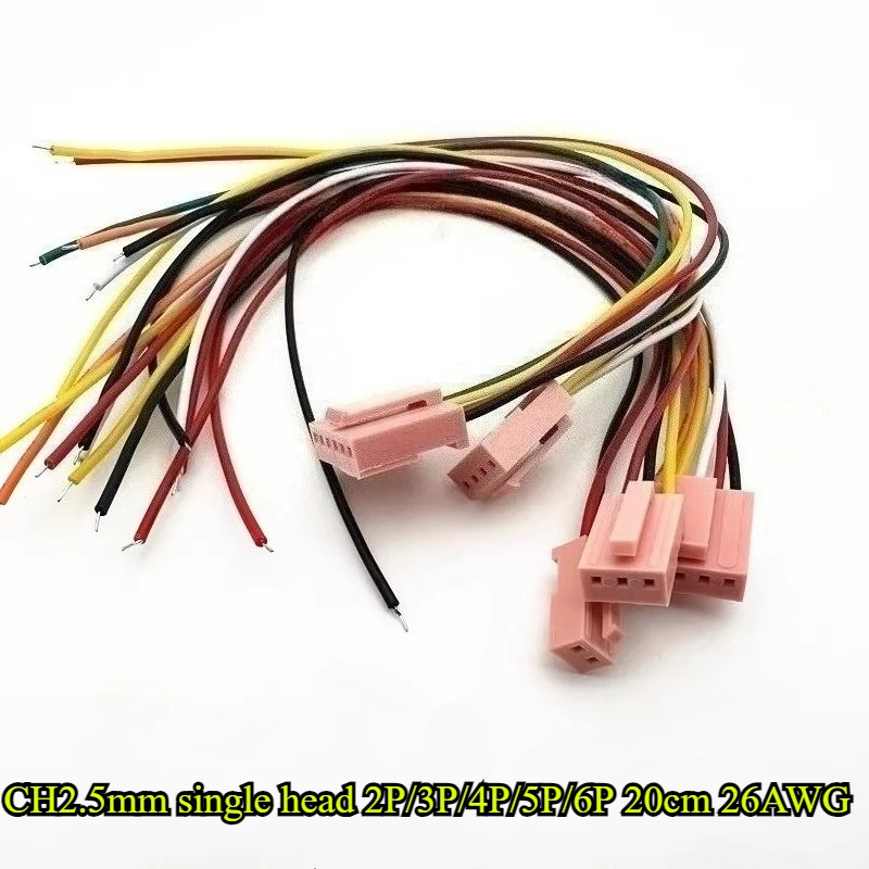 10/30/50Pcs/lot CH2.5mm with Lock Buckle Single head 2P/3P/4P/5P/6P Pink Plug Terminal Wire Length 20cm 26AWG Electronic Wire
10/30/50Pcs/lot CH2.5mm with Lock Buckle Single head 2P/3P/4P/5P/6P Pink Plug Terminal Wire Length 20cm 26AWG Electronic Wire