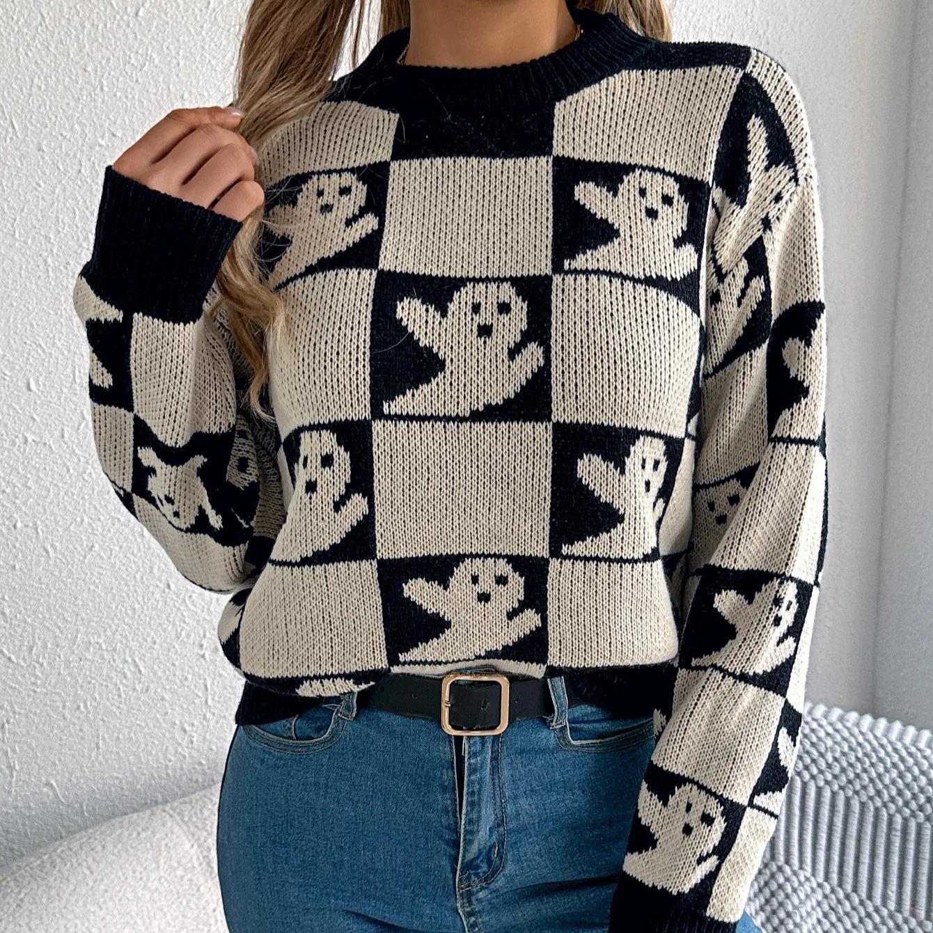 Halloween Plaid Lantern Long-sleeved Pullover Sweaters Casual Knitted Round Neck Pullover Tops Y2k Winter Clothes Woman Jumpers
Halloween Plaid Lantern Long-sleeved Pullover Sweaters Casual Knitted Round Neck Pullover Tops Y2k Winter Clothes Woman Jumpers