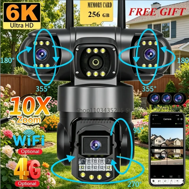 3 Lens Security Camera Wifi Network CCTV Cam 4G SIM Card Wireless 360 View Outdoor Waterproof Surveillance Cameras
3 Lens Security Camera Wifi Network CCTV Cam 4G SIM Card Wireless 360 View Outdoor Waterproof Surveillance Cameras