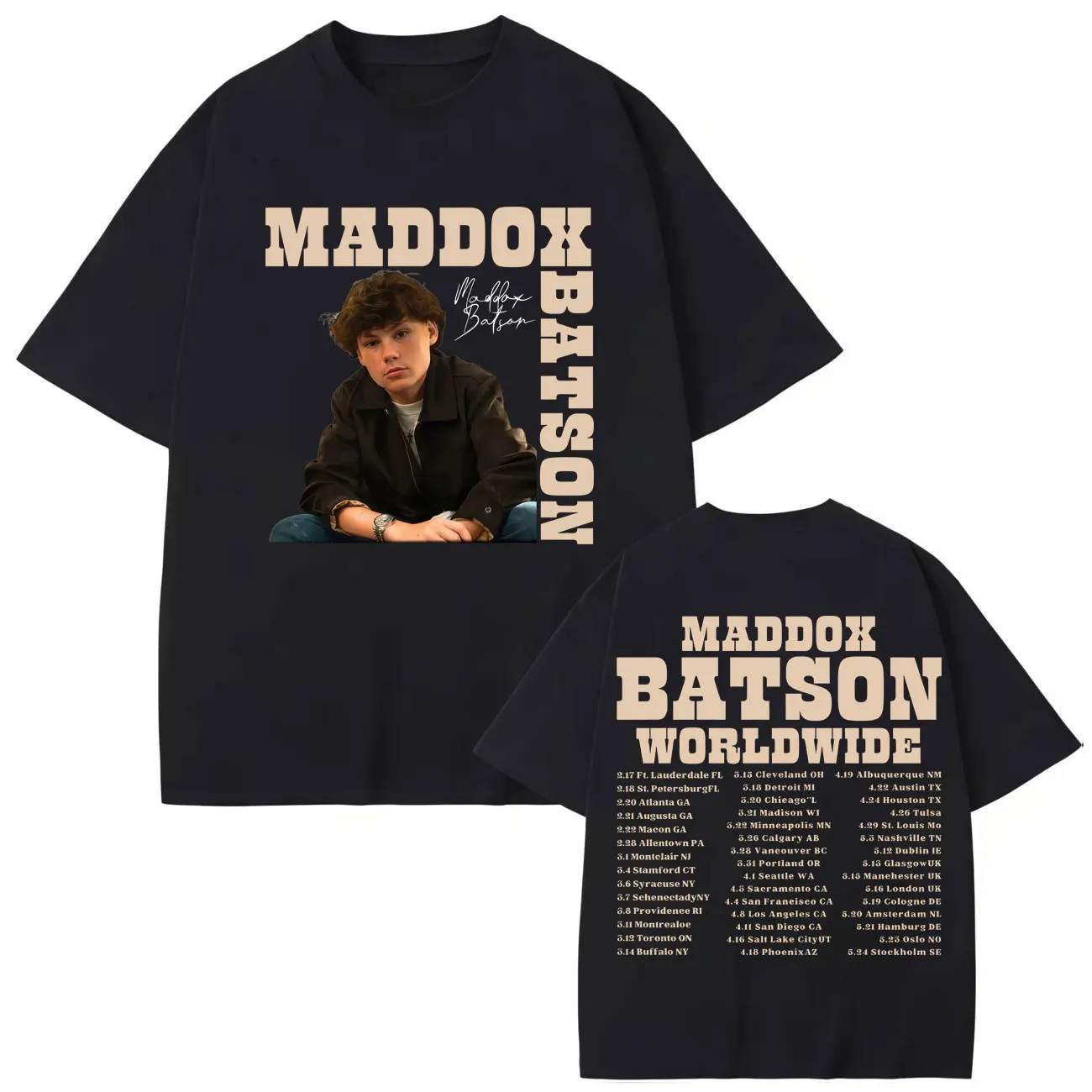 Maddox Batson Live Worldwide Tour 2026 Graphic T Shirts High Quality Fashion Oversized T-shirts Men Women Casual Cotton T-shirt
Maddox Batson Live Worldwide Tour 2026 Graphic T Shirts High Quality Fashion Oversized T-shirts Men Women Casual Cotton T-shirt