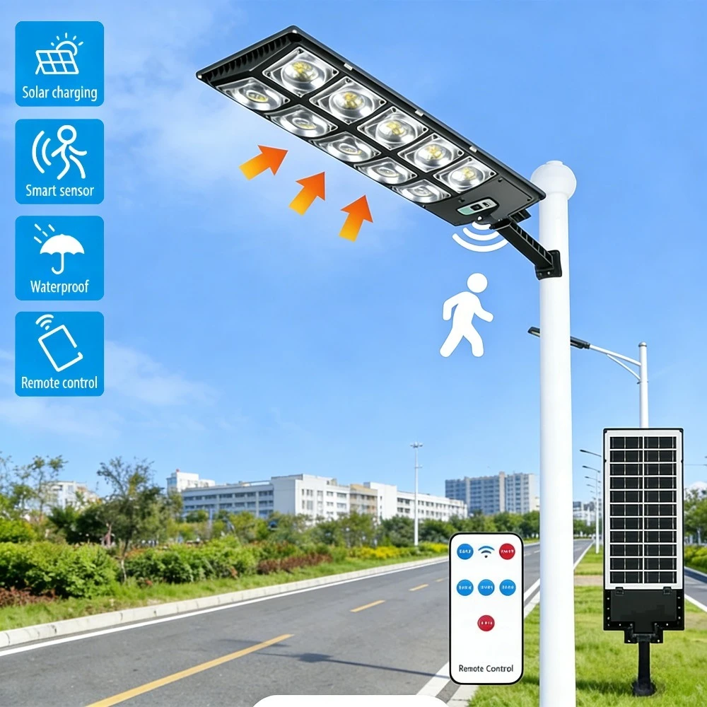 Solar Street Light LED 4500mAh Battery Motion Sensor Waterproof Solar Powered Outdoor Garden Path Light with Remote Control