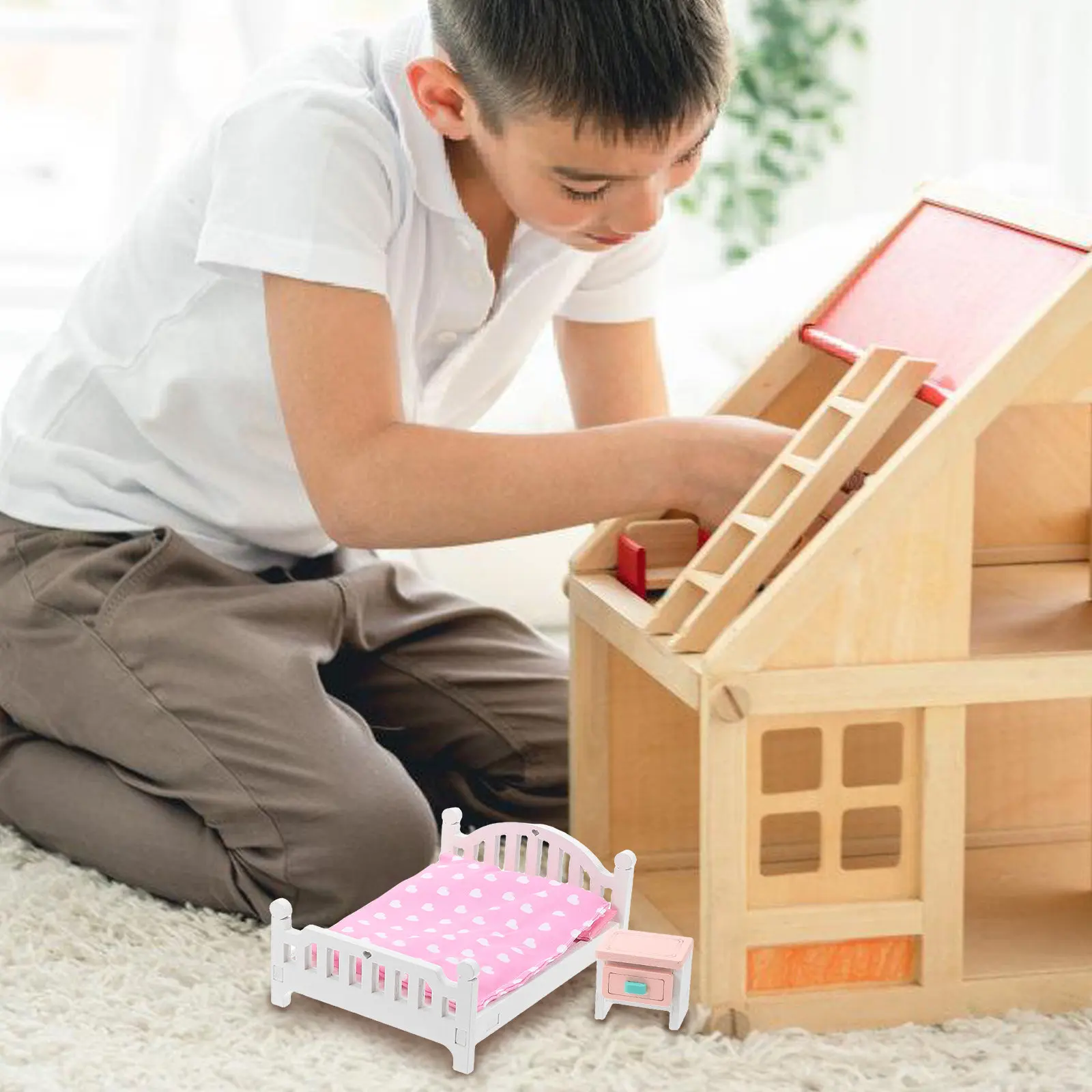 7Pcs Miniature Dollhouse Bedroom Furniture Set 112 Scale Bed Wardrobe Bedside Table Quilt Pillow Realistic Small Furniture Decor
7Pcs Miniature Dollhouse Bedroom Furniture Set 112 Scale Bed Wardrobe Bedside Table Quilt Pillow Realistic Small Furniture Decor