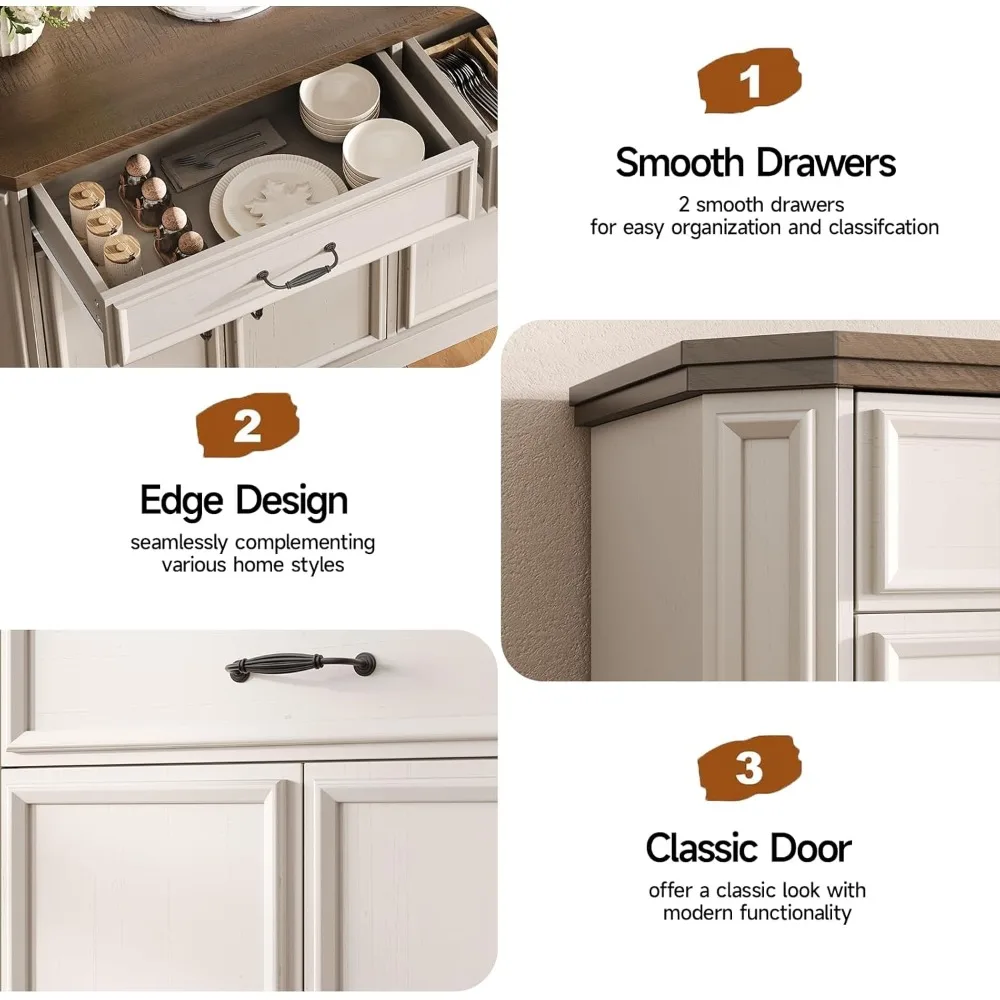 55" Sideboard Buffet Cabinet with 2 Storage Drawers & 4 Doors, Modern Kitchen Sideboards and Buffets, Customized
55" Sideboard Buffet Cabinet with 2 Storage Drawers & 4 Doors, Modern Kitchen Sideboards and Buffets, Customized