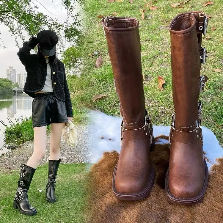 Brown Boots Women's Retro Western Knight Boot Short Tube Waterproof Platform Rubber Outsole Pure Color Autumn Spring
Brown Boots Women's Retro Western Knight Boot Short Tube Waterproof Platform Rubber Outsole Pure Color Autumn Spring