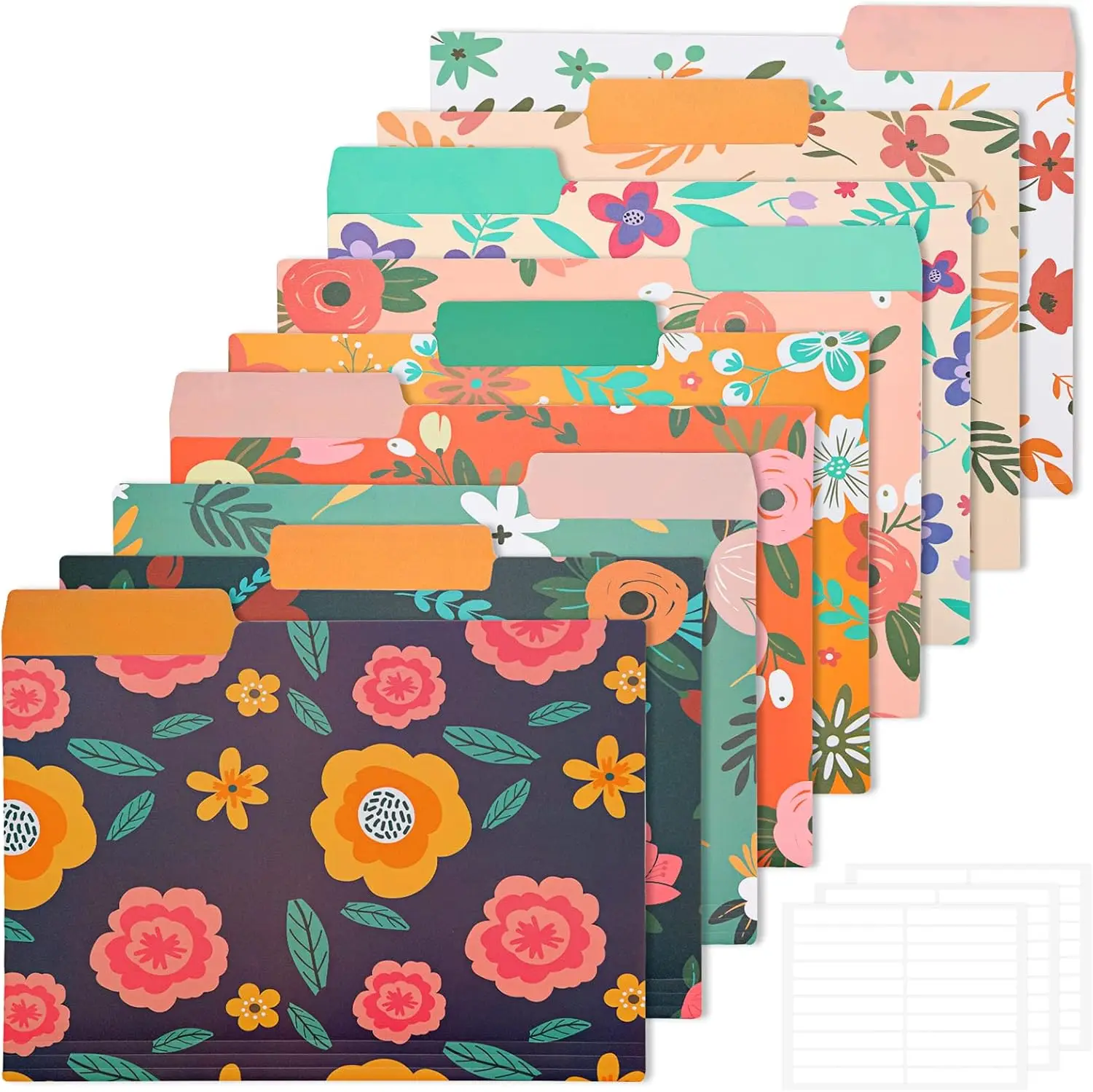 9 Pack Decorative File Folders Letter Size, Plastic with Floral Patterns, Erasable Labels for Office School Supplies
9 Pack Decorative File Folders Letter Size, Plastic with Floral Patterns, Erasable Labels for Office School Supplies