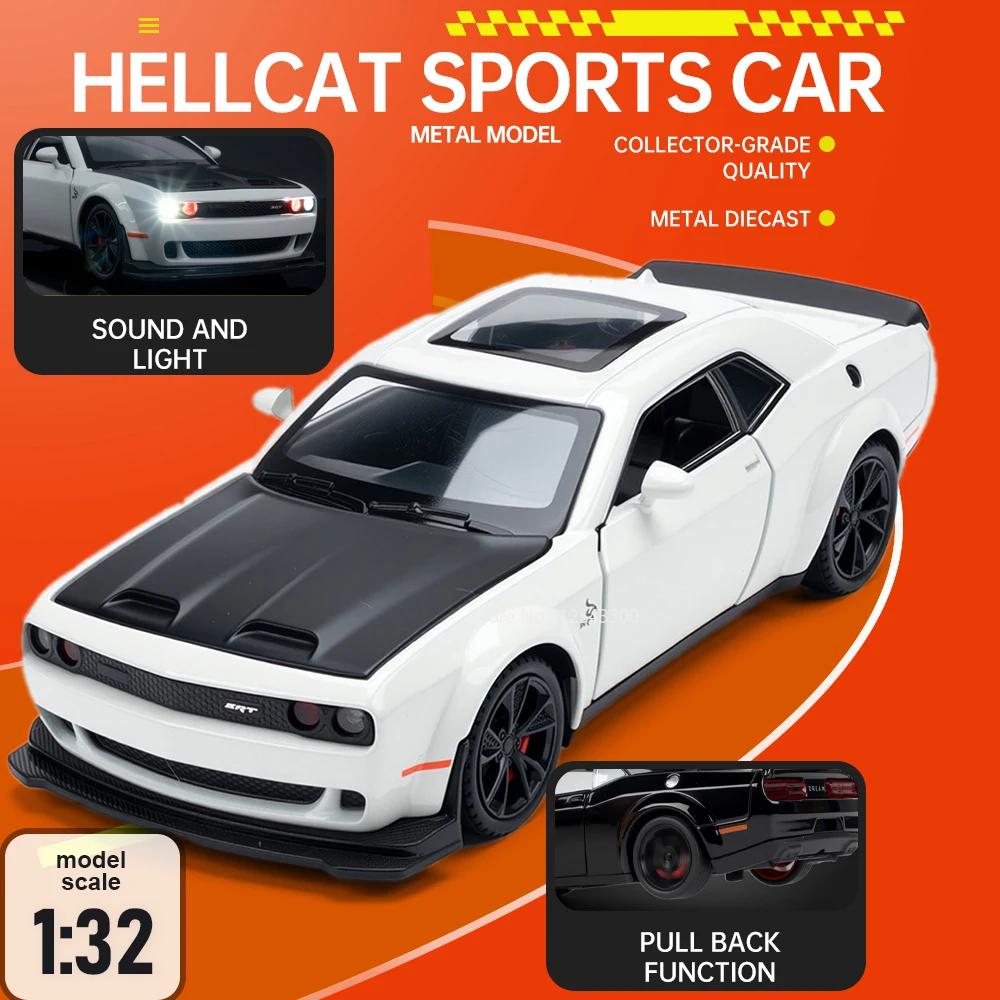 Scale 1:32 Hellcat Model Car Toy Doors Opened Metal Diecast Cars Sound Light Pull Back Models Livingroom Decoration for Boys
Scale 1:32 Hellcat Model Car Toy Doors Opened Metal Diecast Cars Sound Light Pull Back Models Livingroom Decoration for Boys