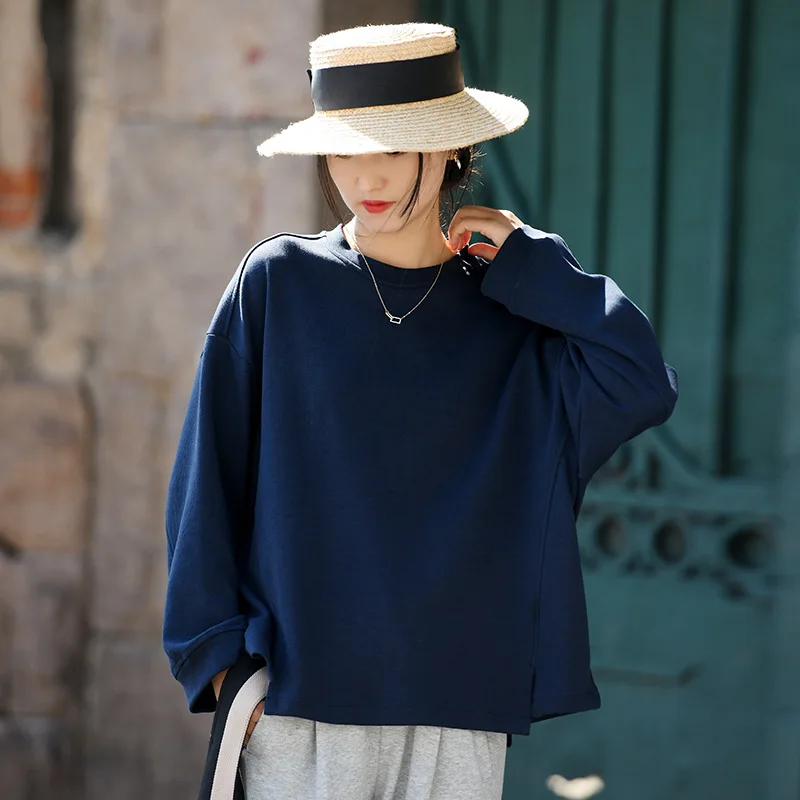 Monochrome Round Neck Sweatshirt for Women, Streetwear Clothes, Design Sense, Spring and Autumn
Monochrome Round Neck Sweatshirt for Women, Streetwear Clothes, Design Sense, Spring and Autumn