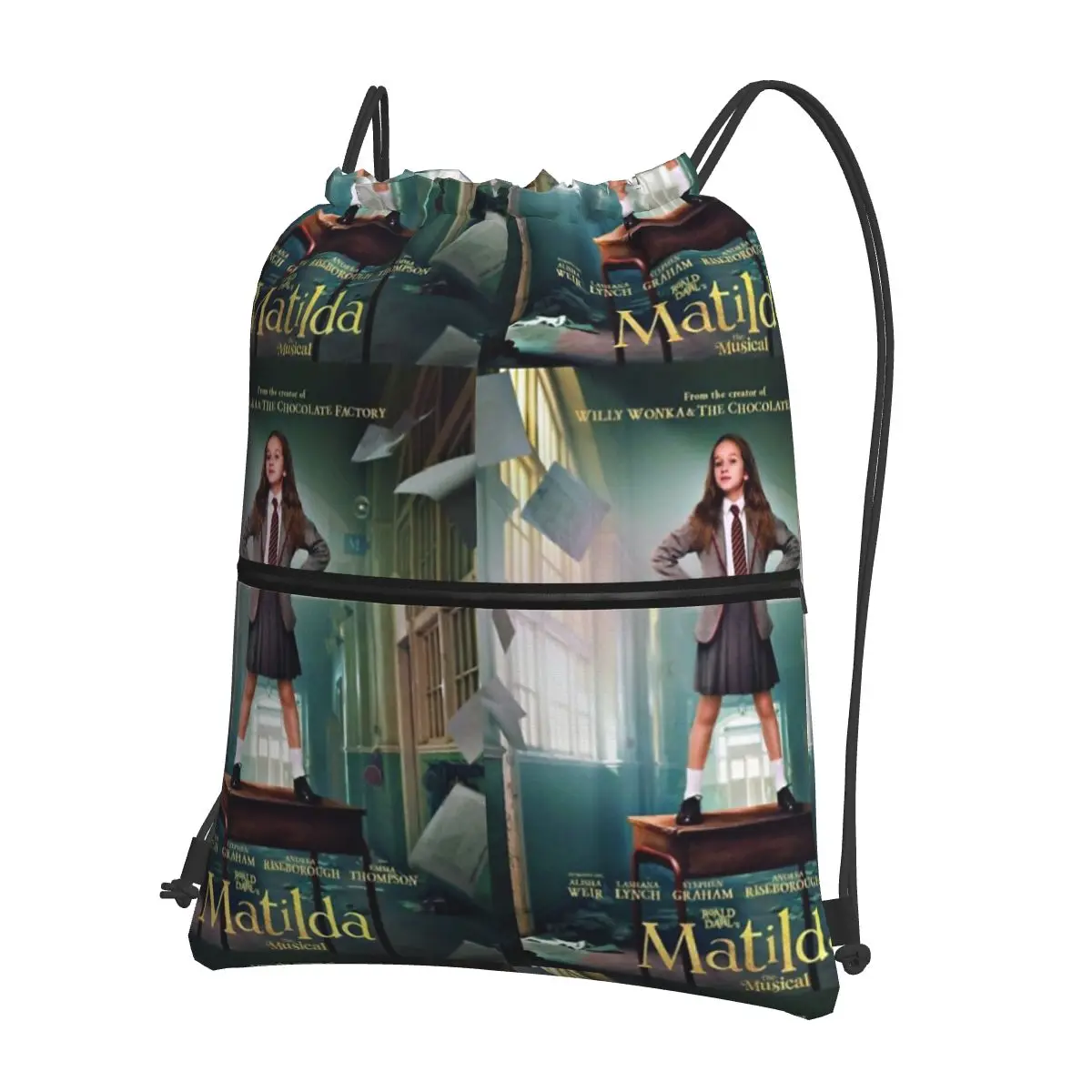 Портативный рюкзак Roald Dahls Matilda из музыкального фильма, сумка на шнурке, модные сумки для всякой всячины для путешествий, спорта, для мужчин и женщин
Портативный рюкзак Roald Dahls Matilda из музыкального фильма, сумка на шнурке, модные сумки для всякой всячины для путешествий, спорта, для мужчин и женщин