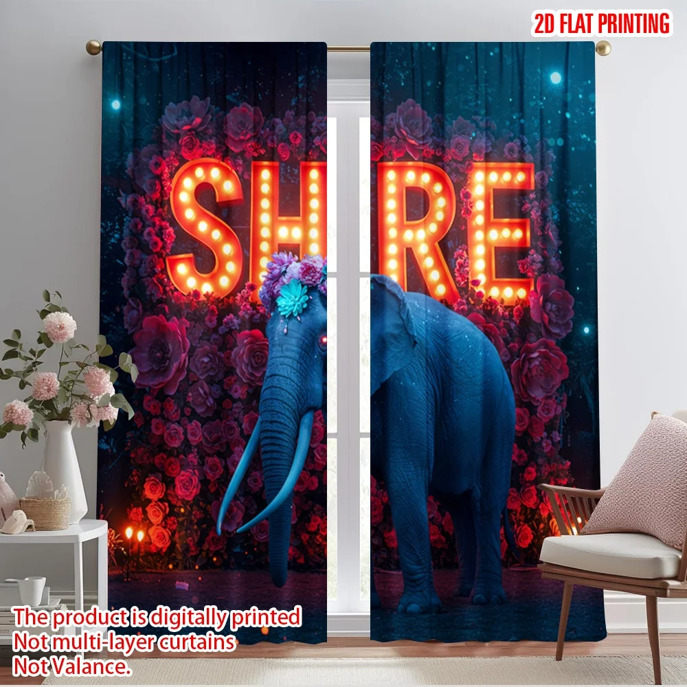 2pcs 2D flat printing Curtains Shire elephant floral lights 100% Polyester Without Electricity Family Party for Multipurpose
2pcs 2D flat printing Curtains Shire elephant floral lights 100% Polyester Without Electricity Family Party for Multipurpose