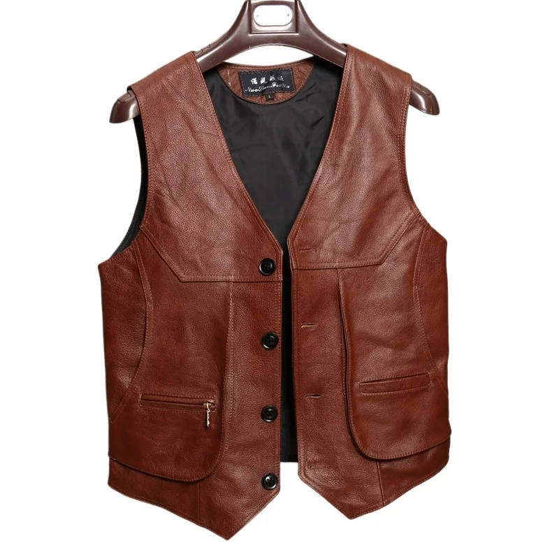 BONJEAN New Arrival Leather Motorcycle Vest Mens Slim Fit Real Brown Cow Genuine Leather Waistcoat Bikers Vest Size L-8XL
BONJEAN New Arrival Leather Motorcycle Vest Mens Slim Fit Real Brown Cow Genuine Leather Waistcoat Bikers Vest Size L-8XL