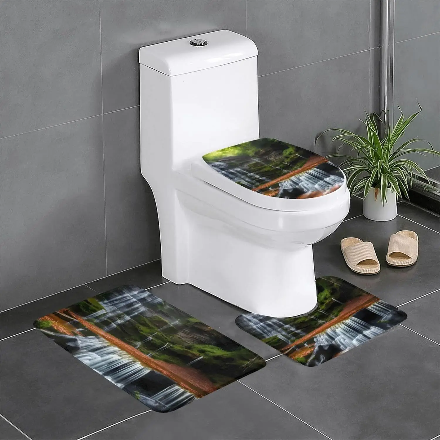 Набор ковриков для ванной комнаты с видом на водопаде из 3 предметов — впитывающие, нескользящие и мягкие коврики для автофургонов, домашний декор 
Набор ковриков для ванной комнаты с видом на водопаде из 3 предметов — впитывающие, нескользящие и мягкие коврики для автофургонов, домашний декор